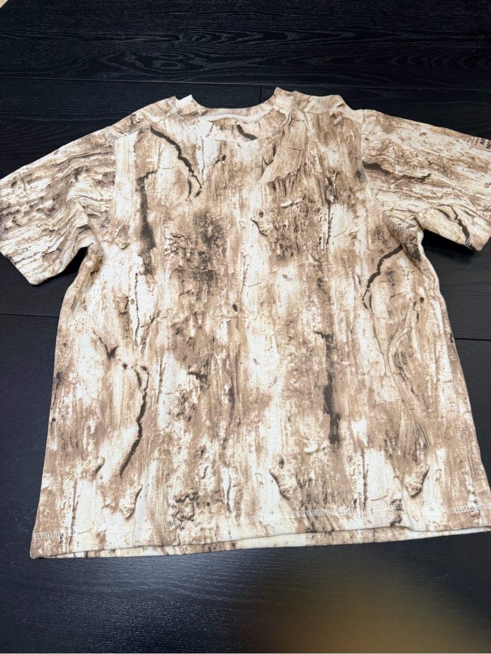 Men's Cream & Brown Short-Sleeve Printed Tee